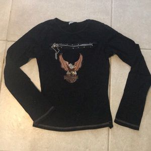 Girls black motorcycle shirt with fake zipper